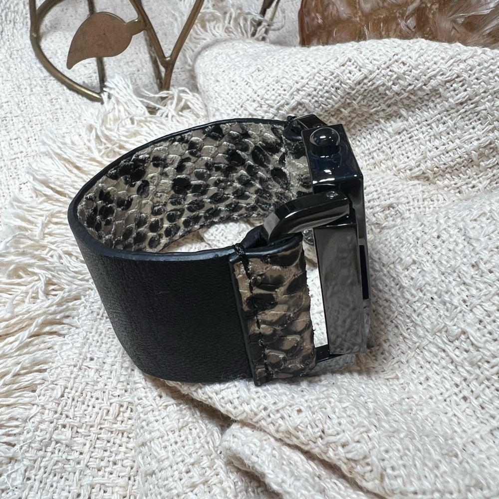 All Saints Black and Cream Phython Bracelet - Picture 3 of 12